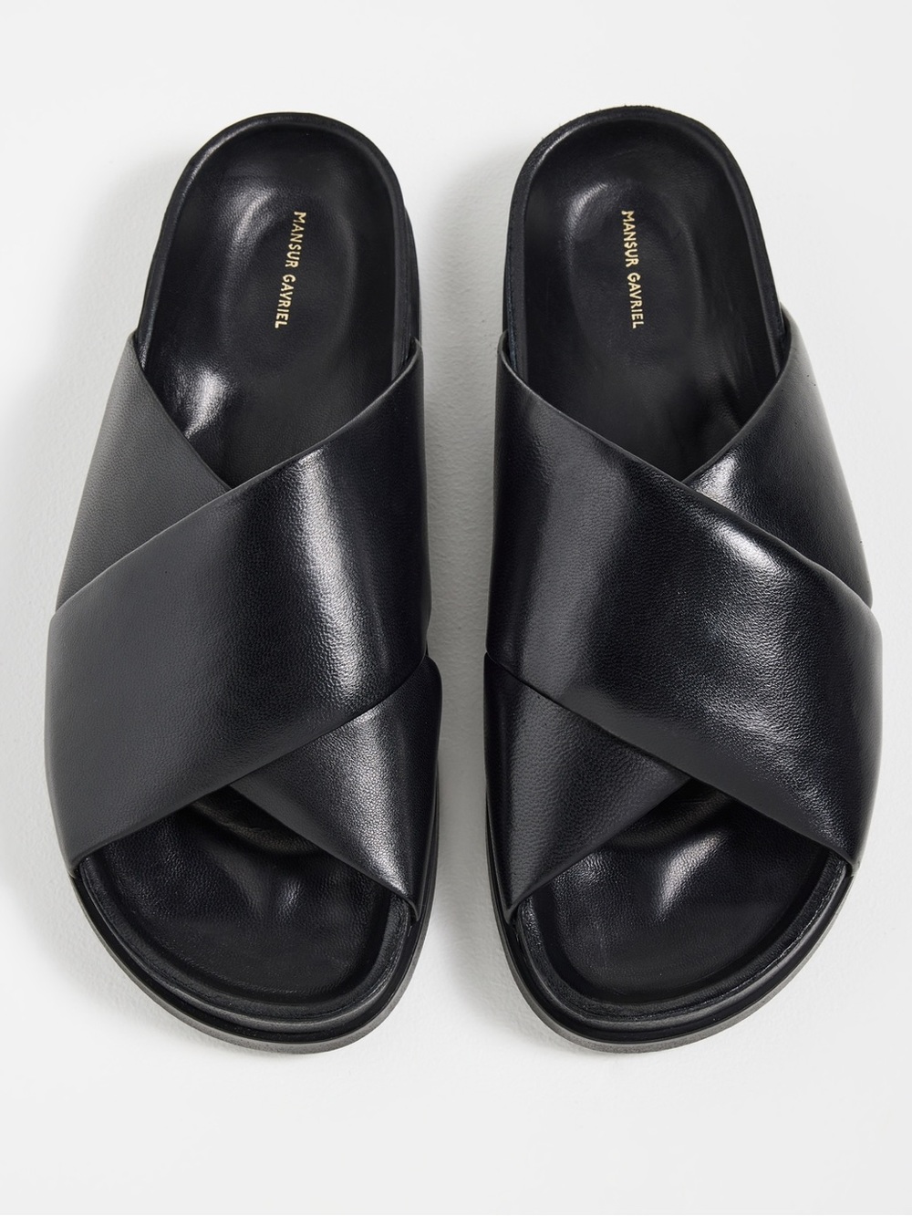 Mansur Gavriel Everyday Sandals in smooth black leather slides size 37 US 7 EUC